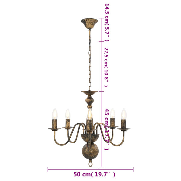 vidaXL Chandelier Antique Black 5×E14 Bulbs