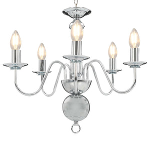 vidaXL Chandelier Silver 5×E14 Light Bulbs