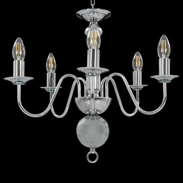 vidaXL Chandelier Silver 5×E14 Light Bulbs