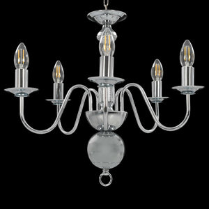 vidaXL Chandelier Silver 5×E14 Light Bulbs
