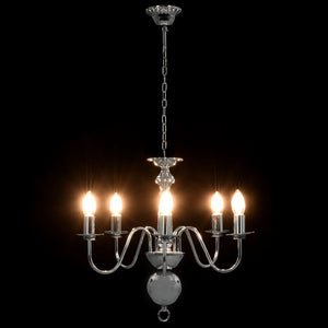 vidaXL Chandelier Silver 5×E14 Light Bulbs