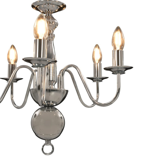 vidaXL Chandelier Silver 5×E14 Light Bulbs