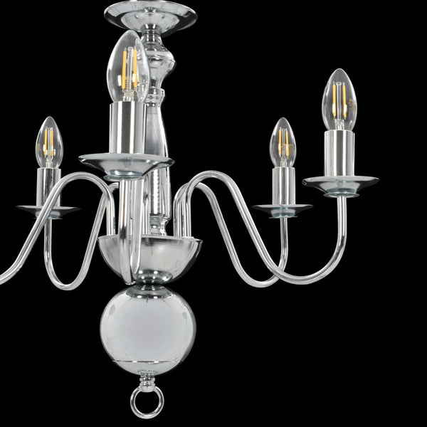 vidaXL Chandelier Silver 5×E14 Light Bulbs