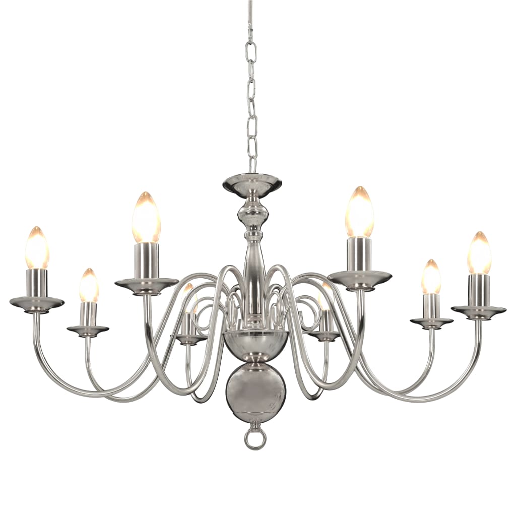 vidaXL Chandelier Silver for 8 x E14 Bulbs