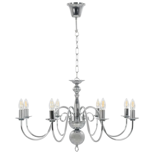 vidaXL Chandelier Silver for 8 x E14 Bulbs