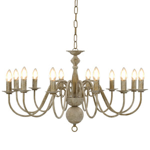 vidaXL Chandelier Antique White 12 x E14 Sockets