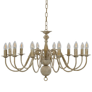 vidaXL Chandelier Antique White 12 x E14 Sockets