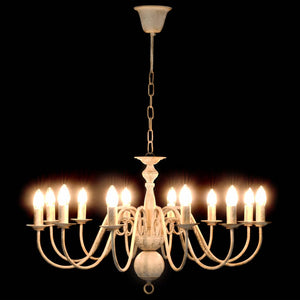 vidaXL Chandelier Antique White 12 x E14 Sockets