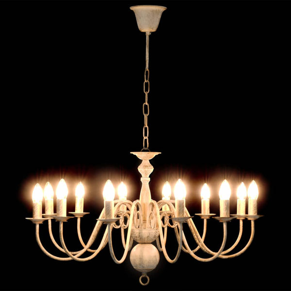 vidaXL Chandelier Antique White 12 x E14 Sockets