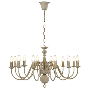 vidaXL Chandelier Antique White 12 x E14 Sockets