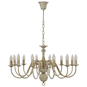 vidaXL Chandelier Antique White 12 x E14 Sockets