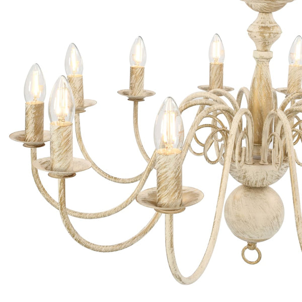 vidaXL Chandelier Antique White 12 x E14 Sockets