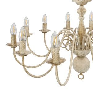 vidaXL Chandelier Antique White 12 x E14 Sockets