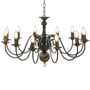 vidaXL Chandelier Antique Black 12 x E14 Sockets
