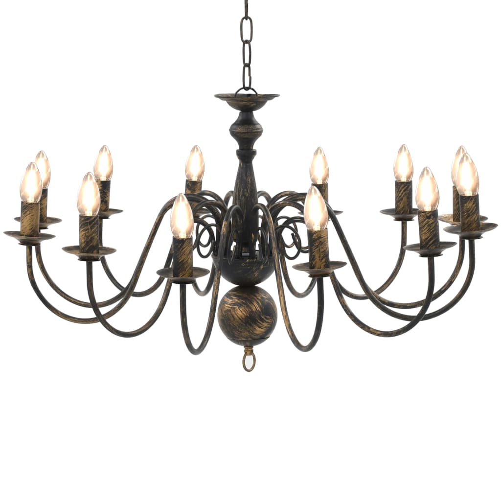 vidaXL Chandelier Antique Black 12 x E14 Sockets