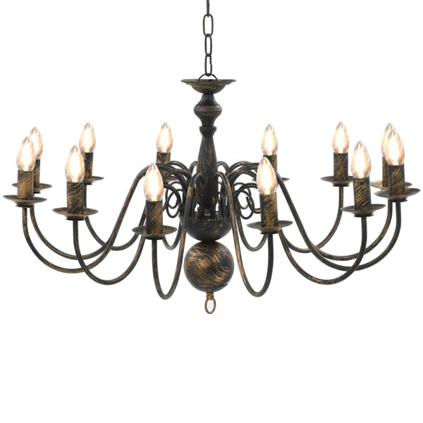 vidaXL Chandelier Antique Black 12 x E14 Sockets