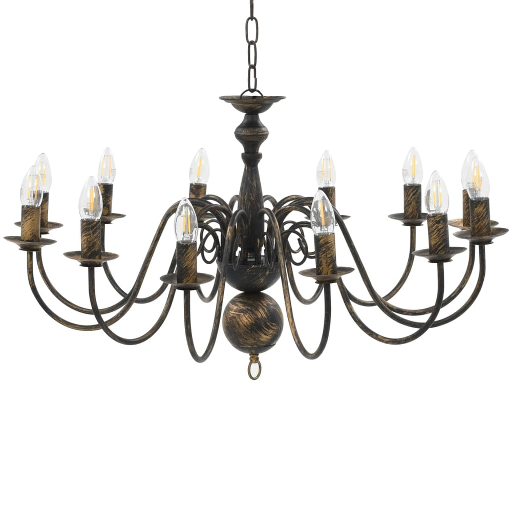 vidaXL Chandelier Antique Black 12 x E14 Sockets