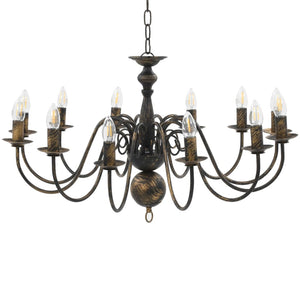vidaXL Chandelier Antique Black 12 x E14 Sockets