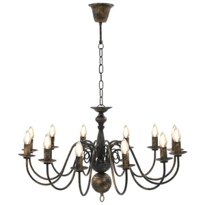 vidaXL Chandelier Antique Black 12 x E14 Sockets
