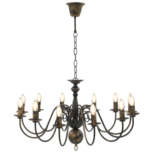 vidaXL Chandelier Antique Black 12 x E14 Sockets