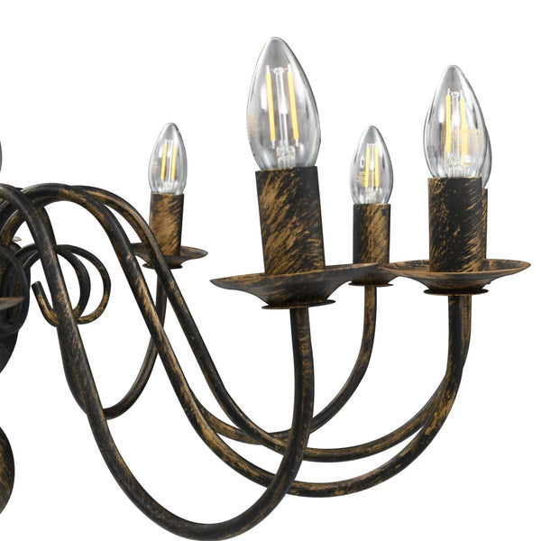 vidaXL Chandelier Antique Black 12 x E14 Sockets