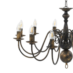 vidaXL Chandelier Antique Black 12 x E14 Sockets