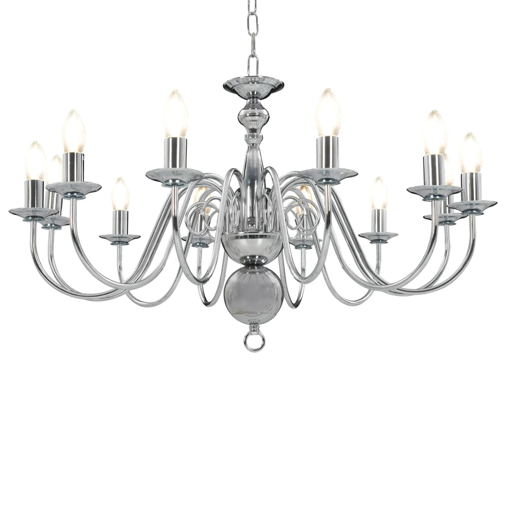 vidaXL Chandelier Silver 12×E14 Bulbs