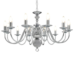 vidaXL Chandelier Silver 12×E14 Bulbs