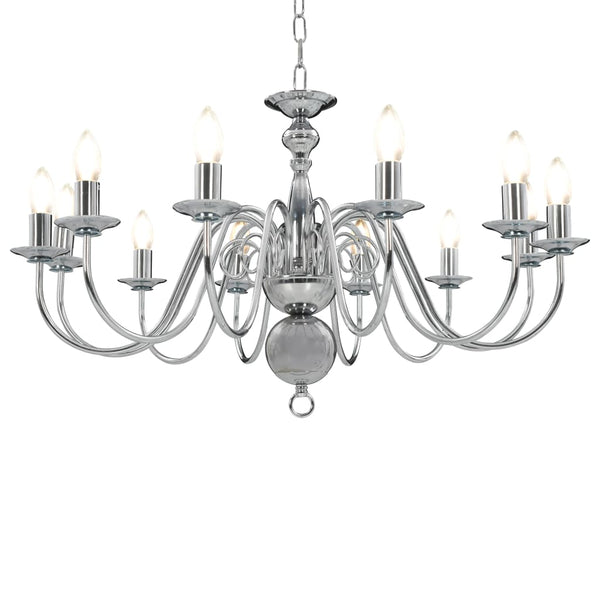 vidaXL Chandelier Silver 12×E14 Bulbs