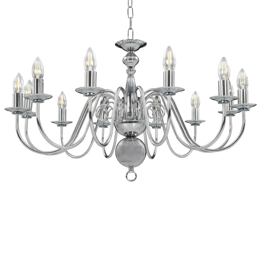 vidaXL Chandelier Silver 12×E14 Bulbs