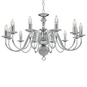 vidaXL Chandelier Silver 12×E14 Bulbs