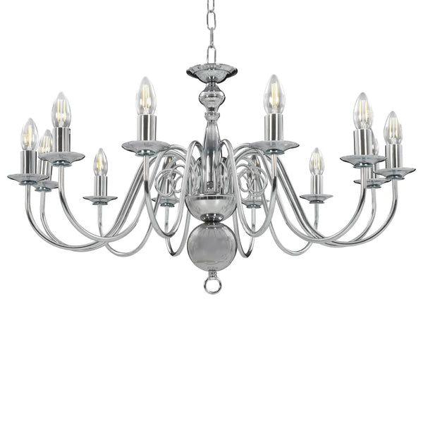vidaXL Chandelier Silver 12×E14 Bulbs