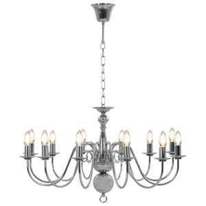 vidaXL Chandelier Silver 12×E14 Bulbs