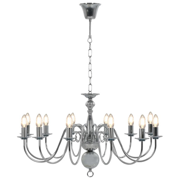 vidaXL Chandelier Silver 12×E14 Bulbs