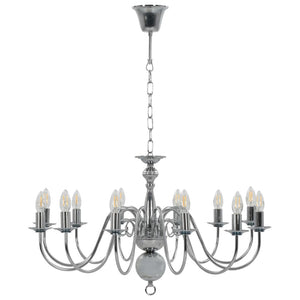 vidaXL Chandelier Silver 12×E14 Bulbs