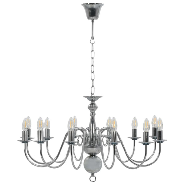 vidaXL Chandelier Silver 12×E14 Bulbs