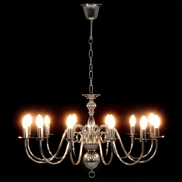 vidaXL Chandelier Silver 12×E14 Bulbs