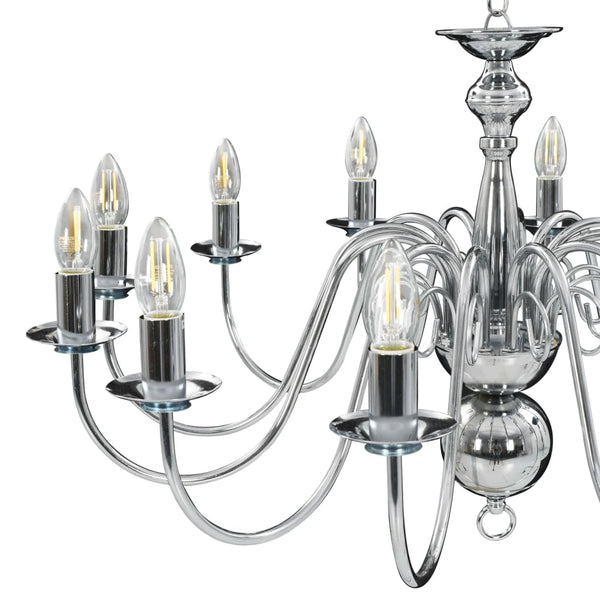 vidaXL Chandelier Silver 12×E14 Bulbs