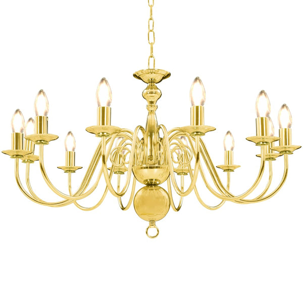 vidaXL Chandelier Golden 12 x E14 Bulbs