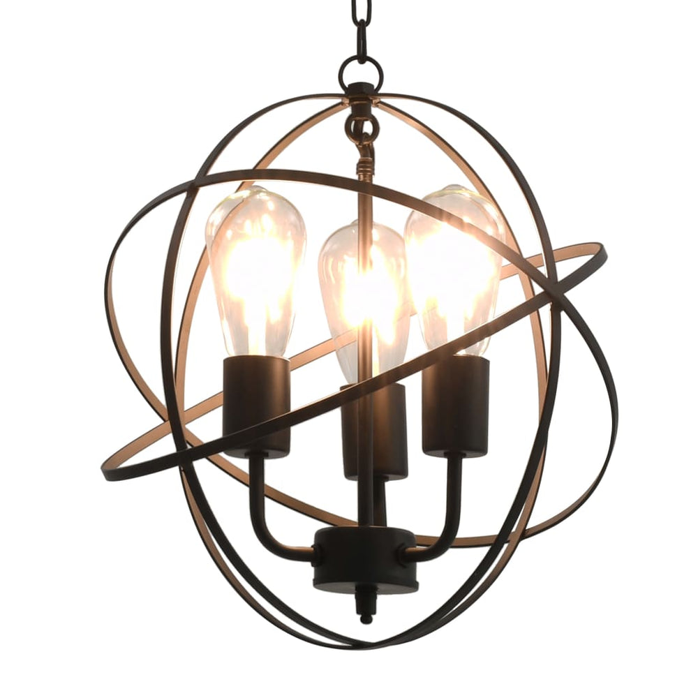 vidaXL Pendant Lamp Black Sphere 3 x E27 Sockets