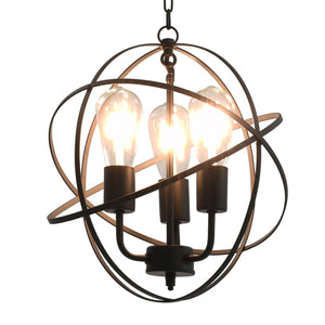 vidaXL Pendant Lamp Black Sphere 3 x E27 Sockets