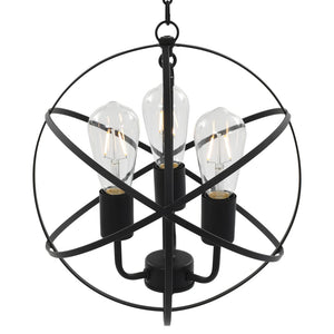 vidaXL Pendant Lamp Black Sphere 3 x E27 Sockets