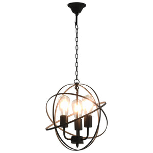 vidaXL Pendant Lamp Black Sphere 3 x E27 Sockets
