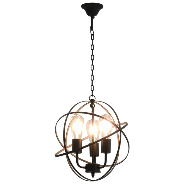 vidaXL Pendant Lamp Black Sphere 3 x E27 Sockets