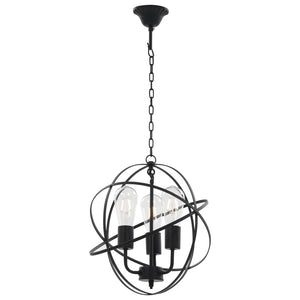 vidaXL Pendant Lamp Black Sphere 3 x E27 Sockets