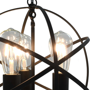 vidaXL Pendant Lamp Black Sphere 3 x E27 Sockets