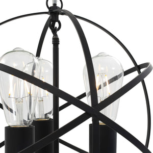 vidaXL Pendant Lamp Black Sphere 3 x E27 Sockets