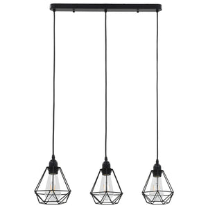 vidaXL Ceiling Lamp with Diamond Design Black 3 x E27 Bulbs