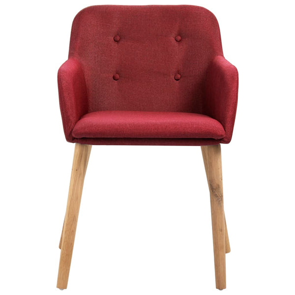 vidaXL Dining Chairs 2 pcs Wine Red Fabric and Solid Oak Wood