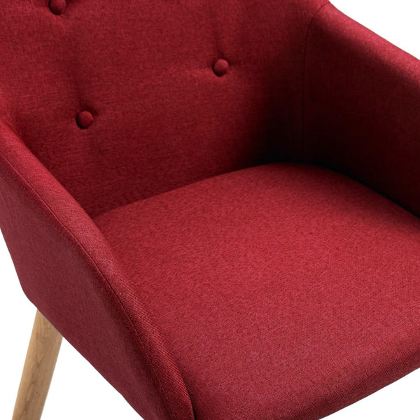 vidaXL Dining Chairs 2 pcs Wine Red Fabric and Solid Oak Wood